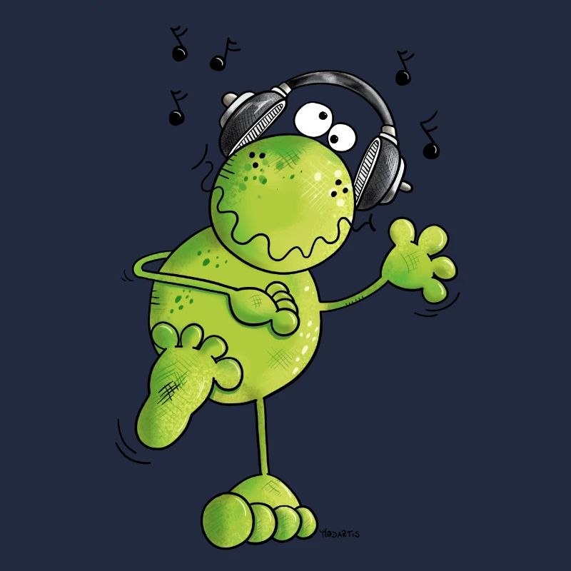 Frosch mit Kopfhörer