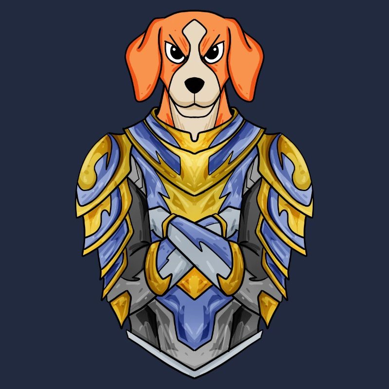 Chevalier Chien Race Beagle avec Armure