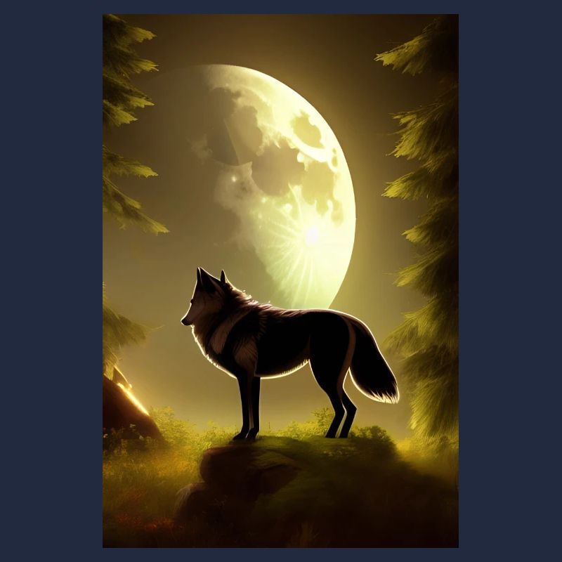 Wolf and Moon