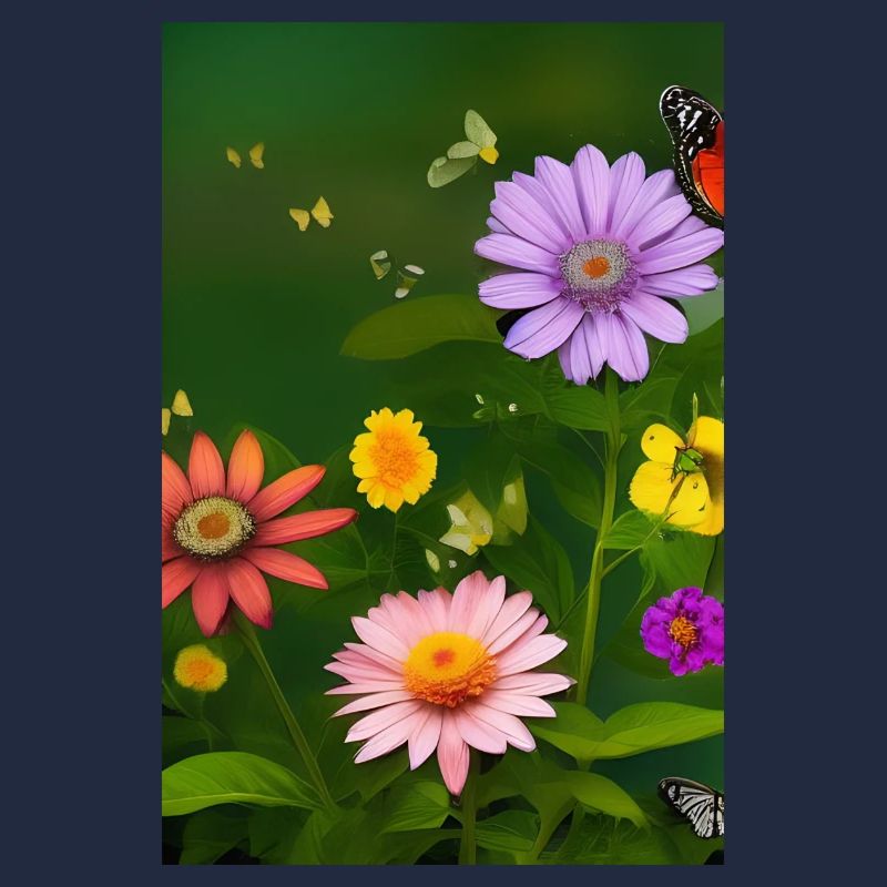 Fleurs et papillon
