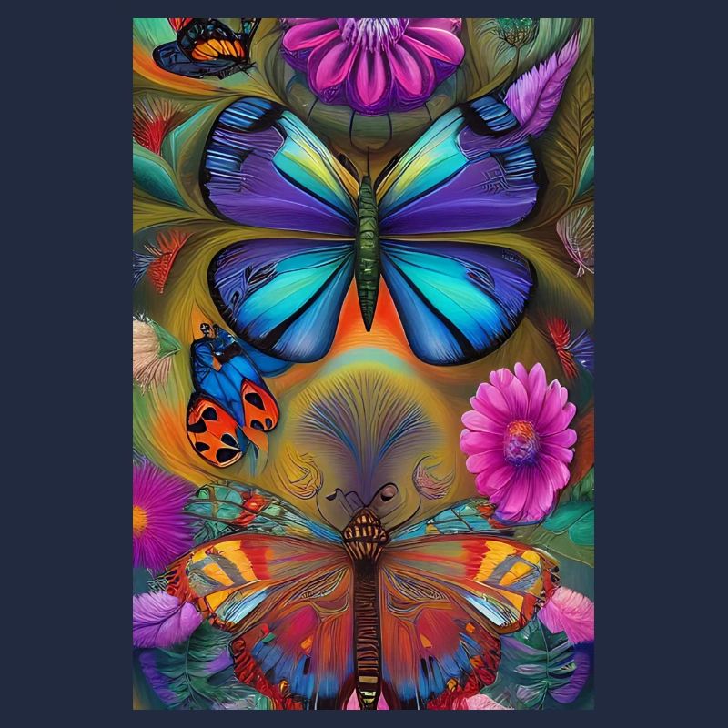 Fleurs et papillon