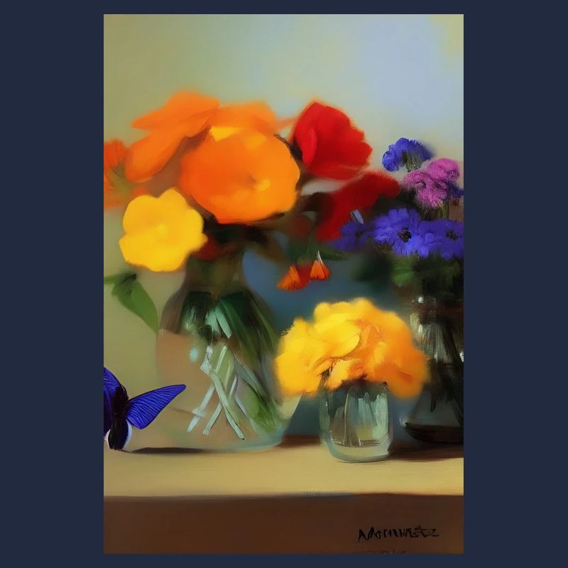 Fleurs et papillon