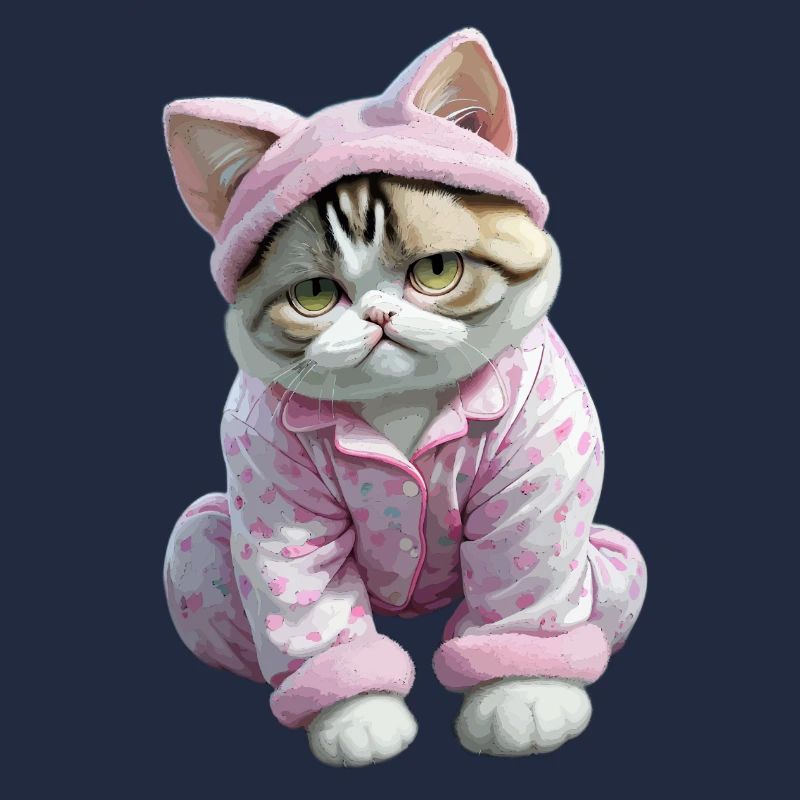 Chats chat mignon en pyjama rose avec des coeurs