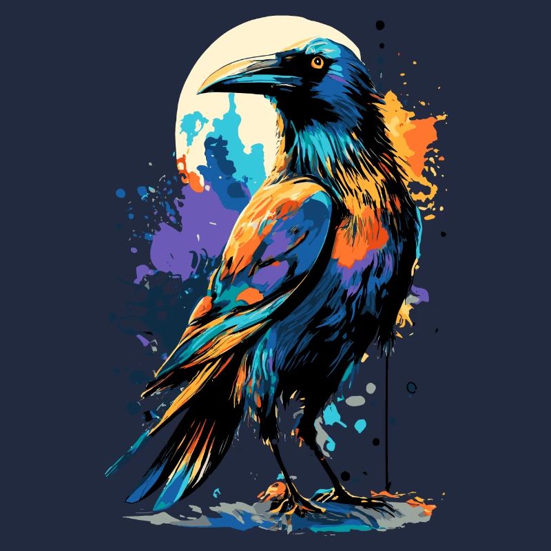 Black Raven - Crow Colorful - Ravens & Crows