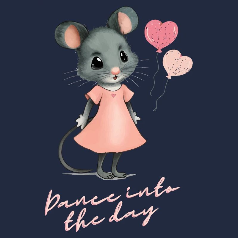 Souris joyeuse en robe rose : Danse le jour