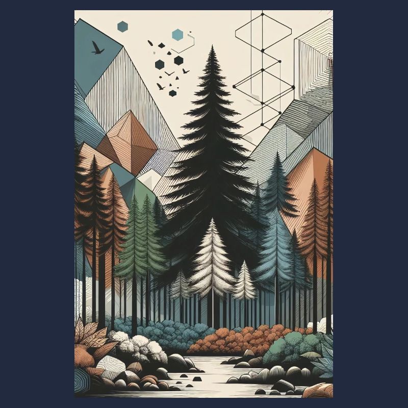 Abstract Enchanted Forest Magic and Geometry Unite