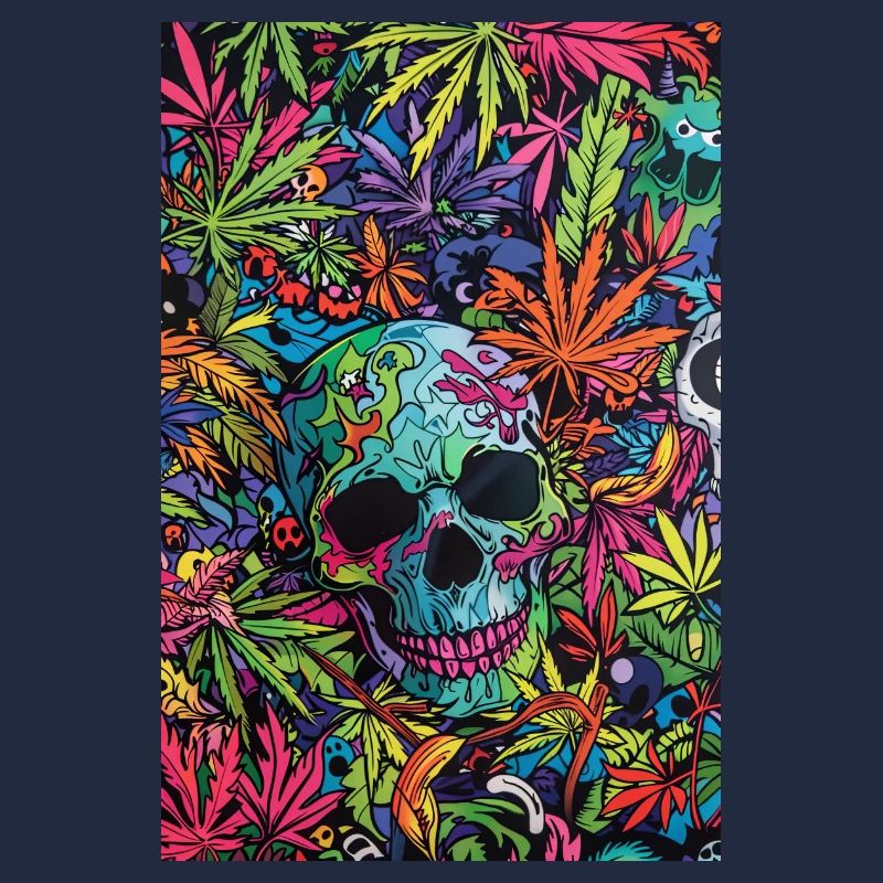 Psychedelischer Schädel im Dschungel