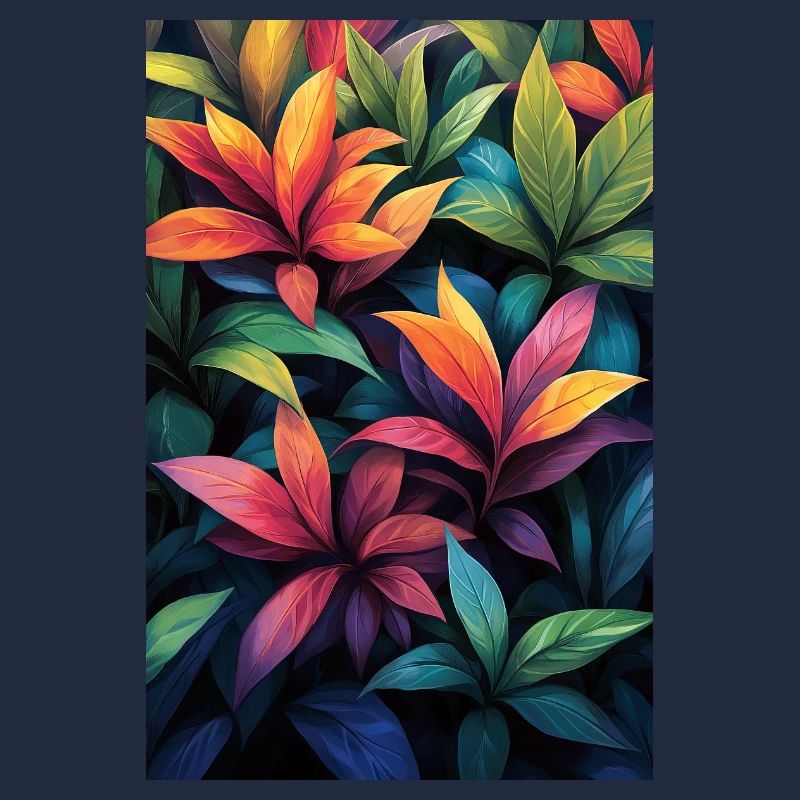 Neon Tropical Leaves Pattern