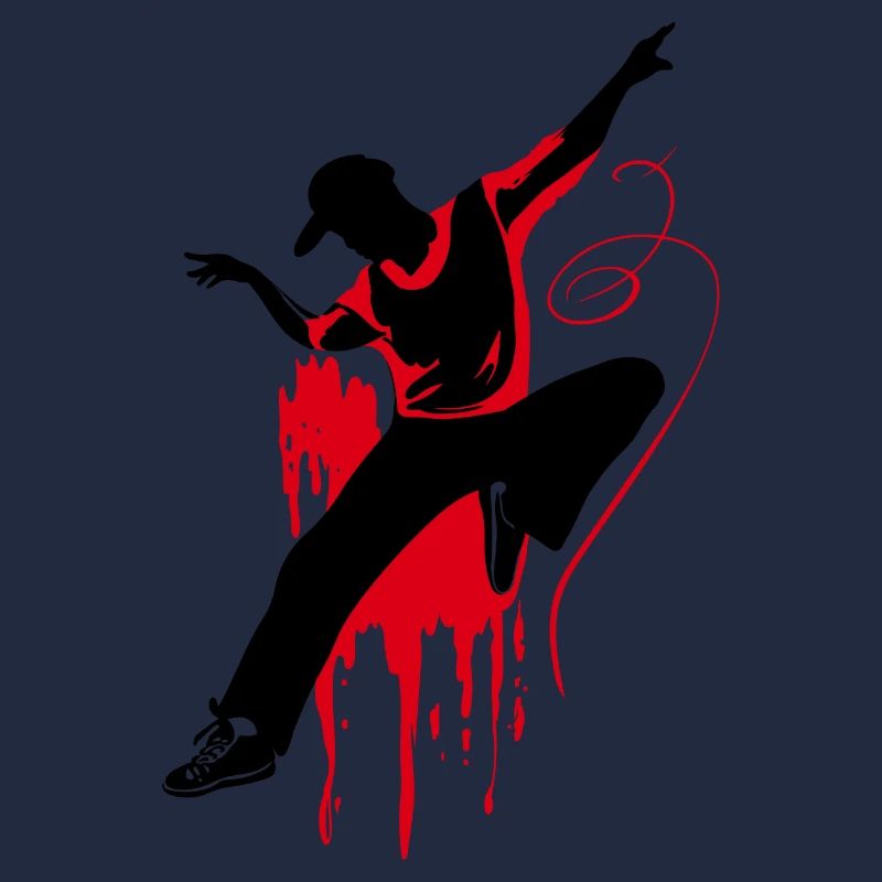 Breakdancer Dancer Silhouette en Rouge Noir