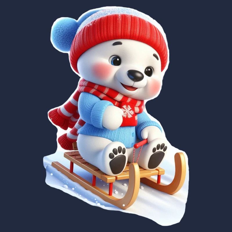 Winterbär auf Schlitten
