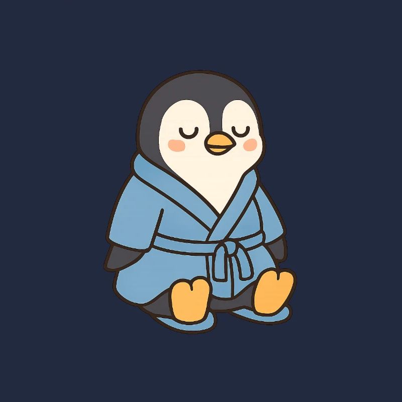 Pinguin im Bademantel