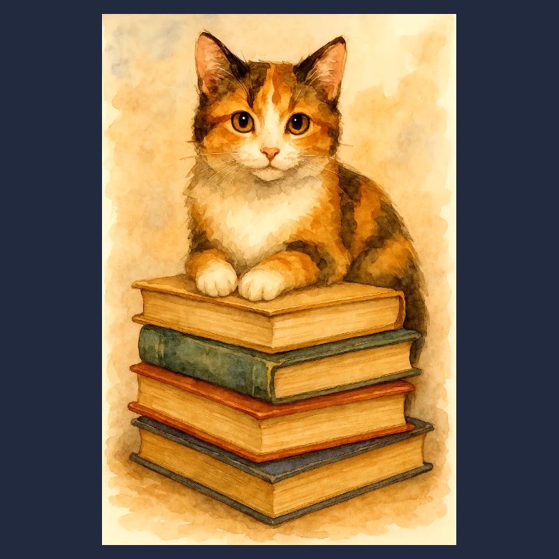 Katze und Bücher