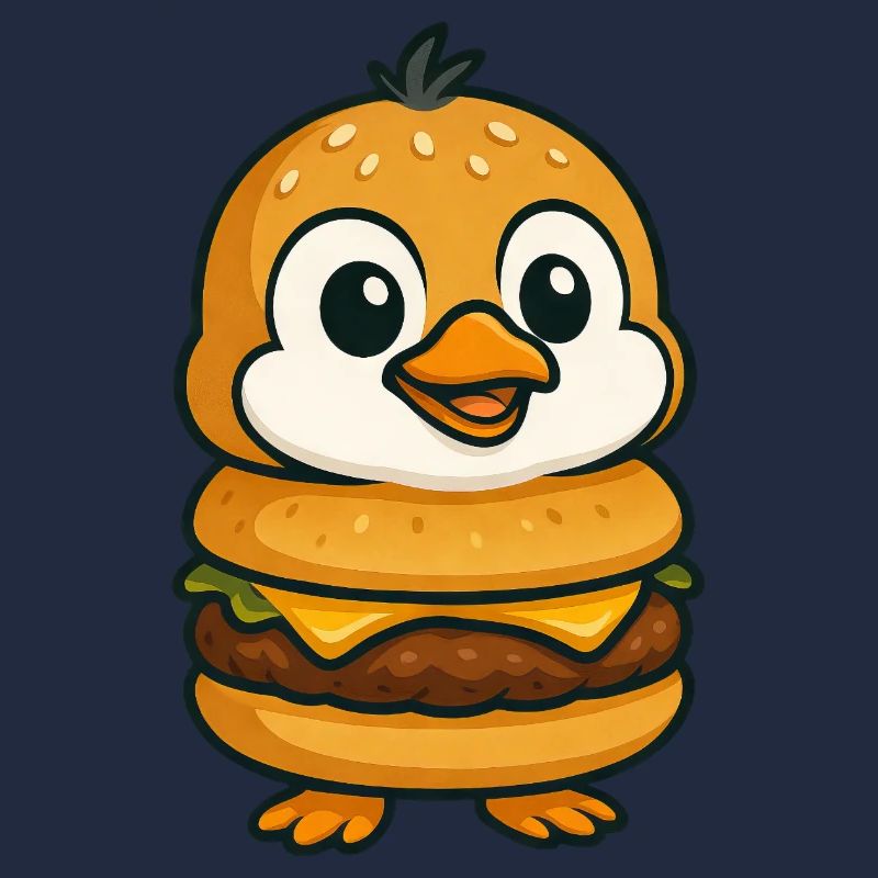 Funny Penguin Burger Cheeseburger Mythical Creature