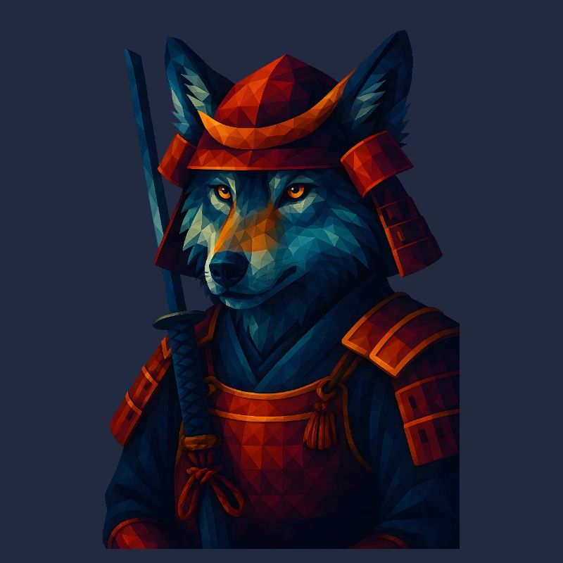 WPAP Stil Tier - Samurai Wolf altertümlich Rüstung
