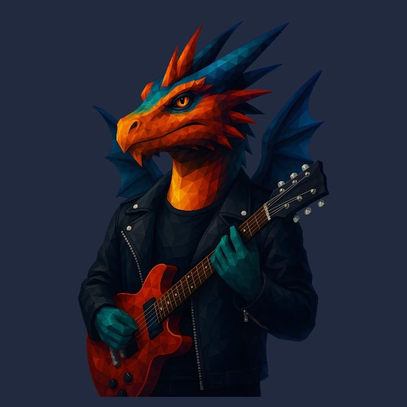 WPAP Style Animals - Guitariste Dragon