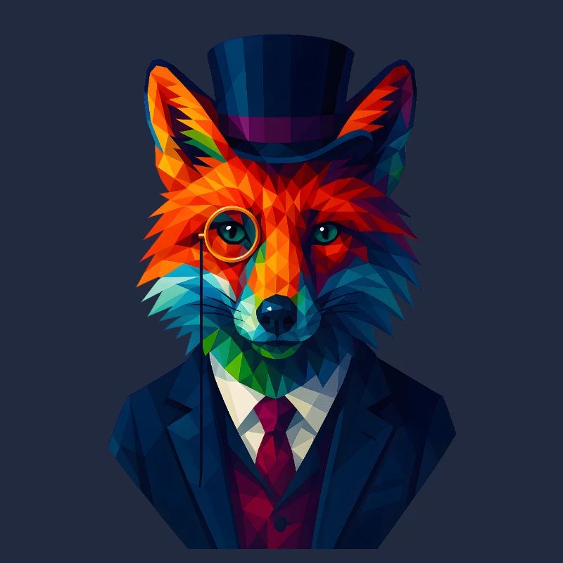 WPAP Style Animals - Fox Elegant Suit Monocle