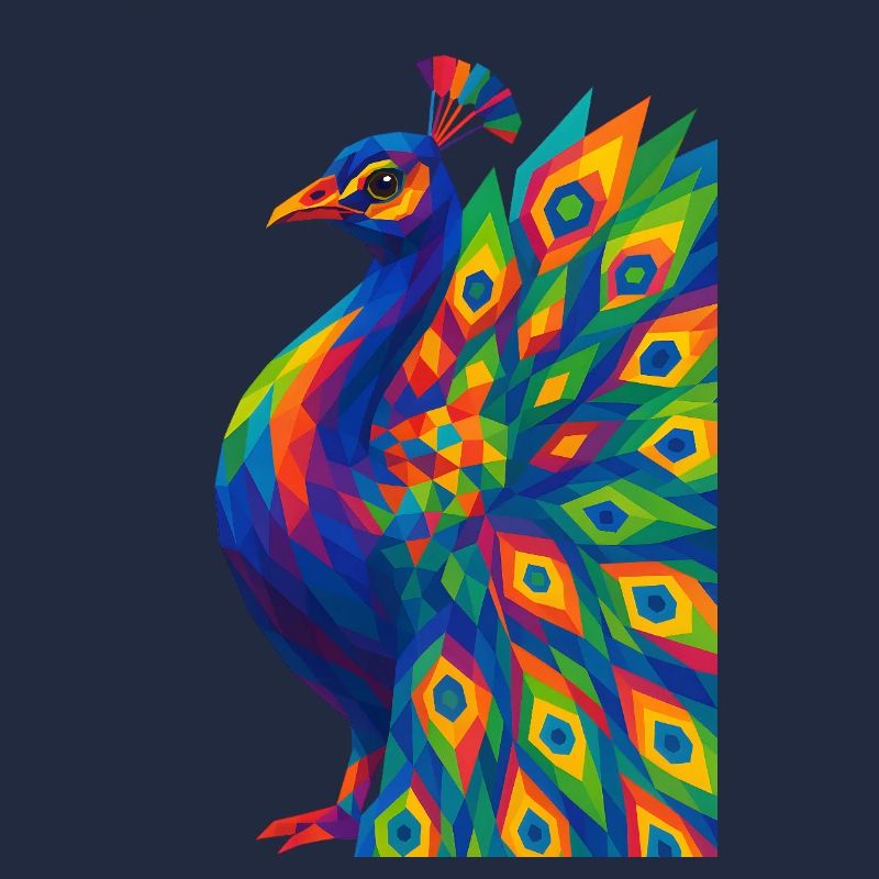 WPAP Polygon Style Animaux - Portrait de Paon