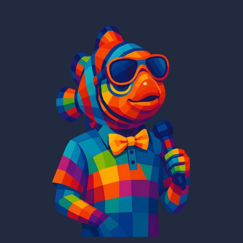 WPAP Polygon Style Animals - Poisson-clown avec nœud papillon
