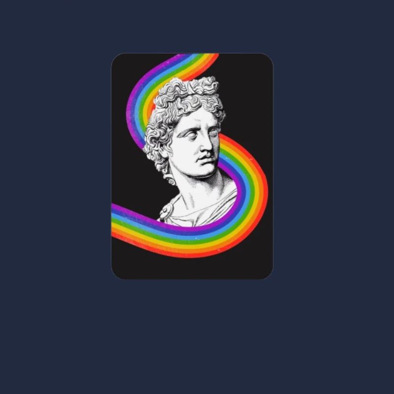 Classic Statue with Vibrant Rainbow