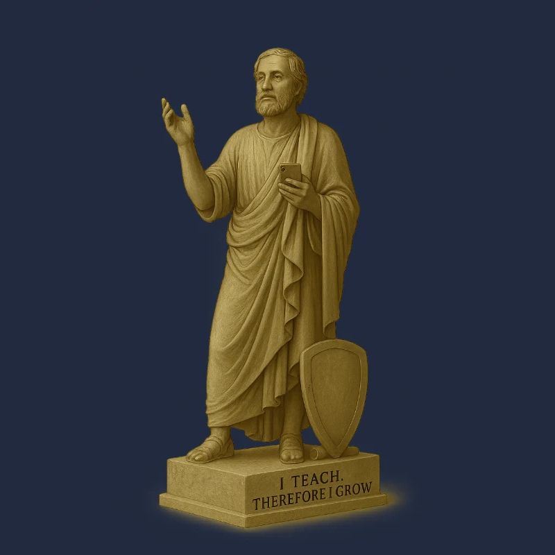 Teaching philosopher with smartphone