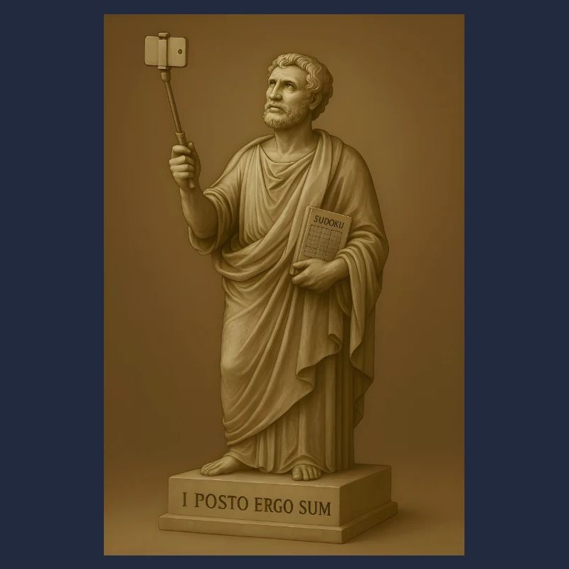 Barocker Philosoph mit Selfie-Stick