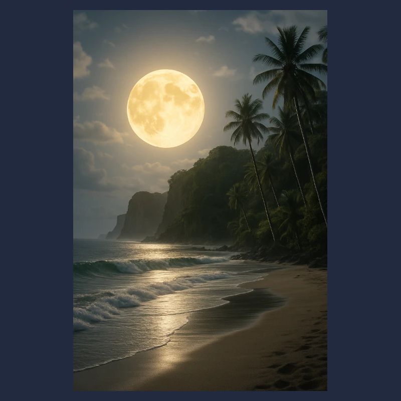 Moonlight over tropical beach