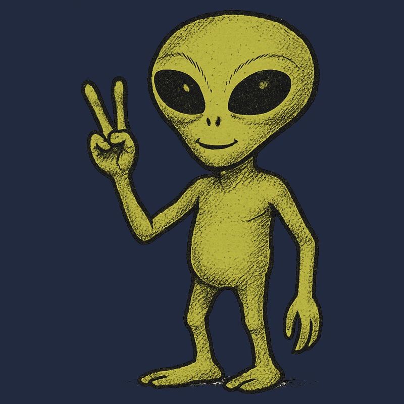 Friedliche Alien Friedenszeichen Illustration