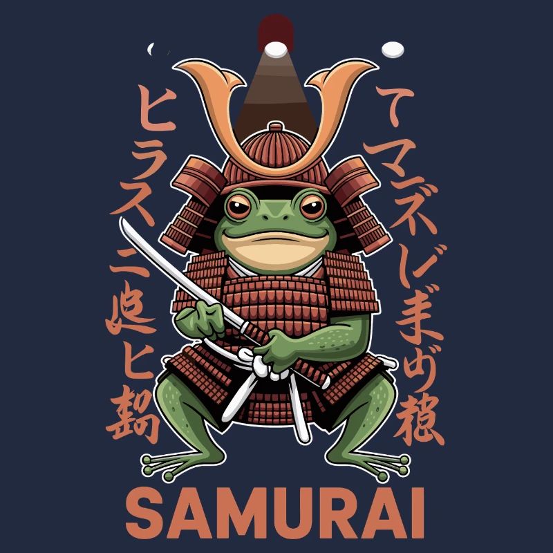 Samurai Frog Warrior Illustration with