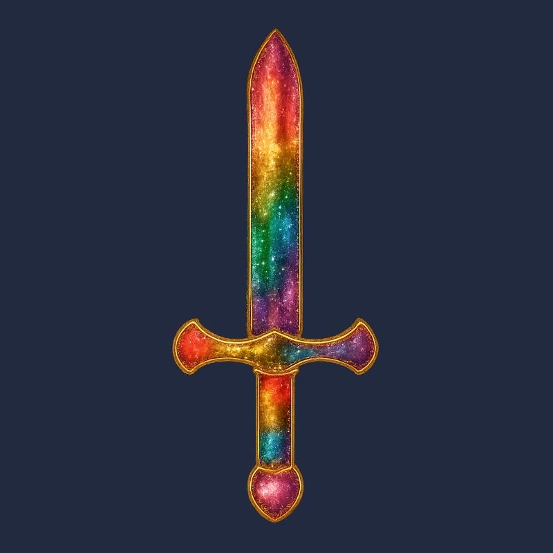 Épée arc-en-ciel avec bordure dorée