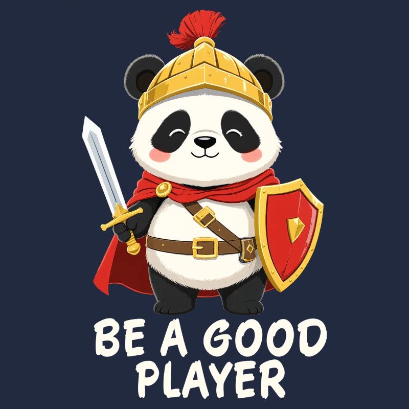 Panda Ritter mit Schwert – Be A Good Player