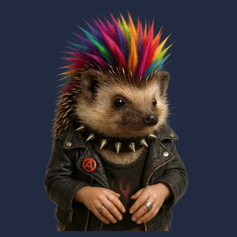 Bunter Igel Punk mit stylischem Flair