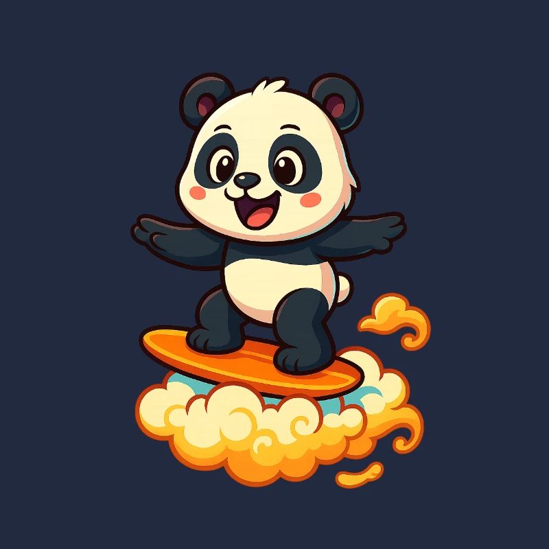 Panda Surfer cartoon Design