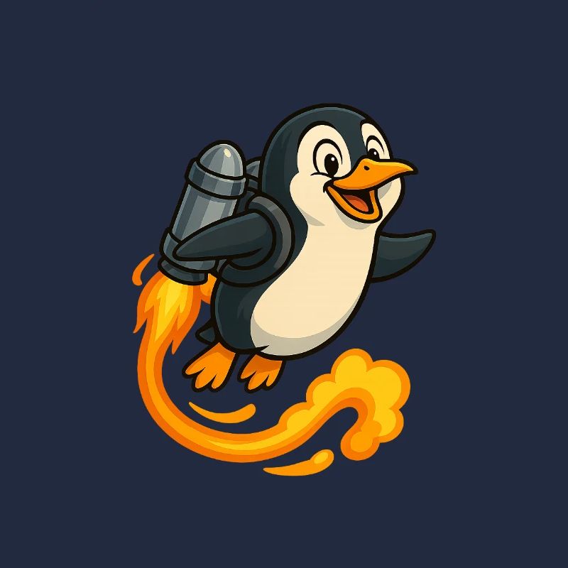 Playful Penguin Rocket Flight