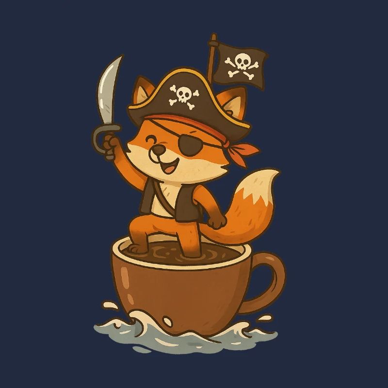Fox Pirate with Eye Patch and Treasure Flag