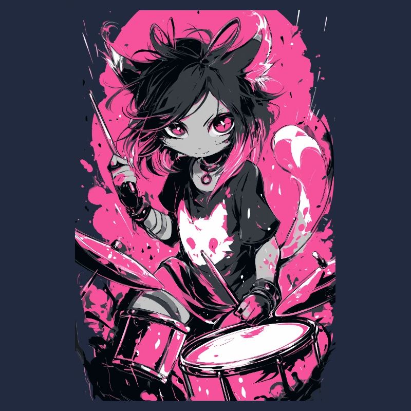 Katzendrummerin Neonpink