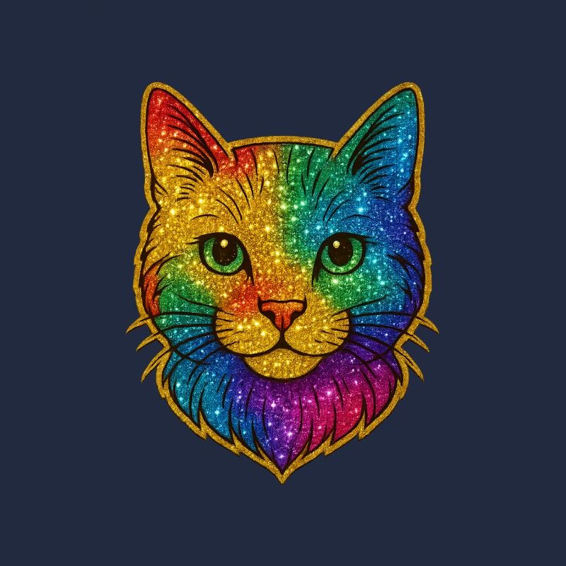 Regenbogen Katzenkopf Glitzer