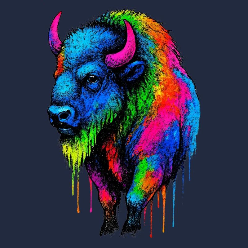 Explosion de couleurs de bison coloré