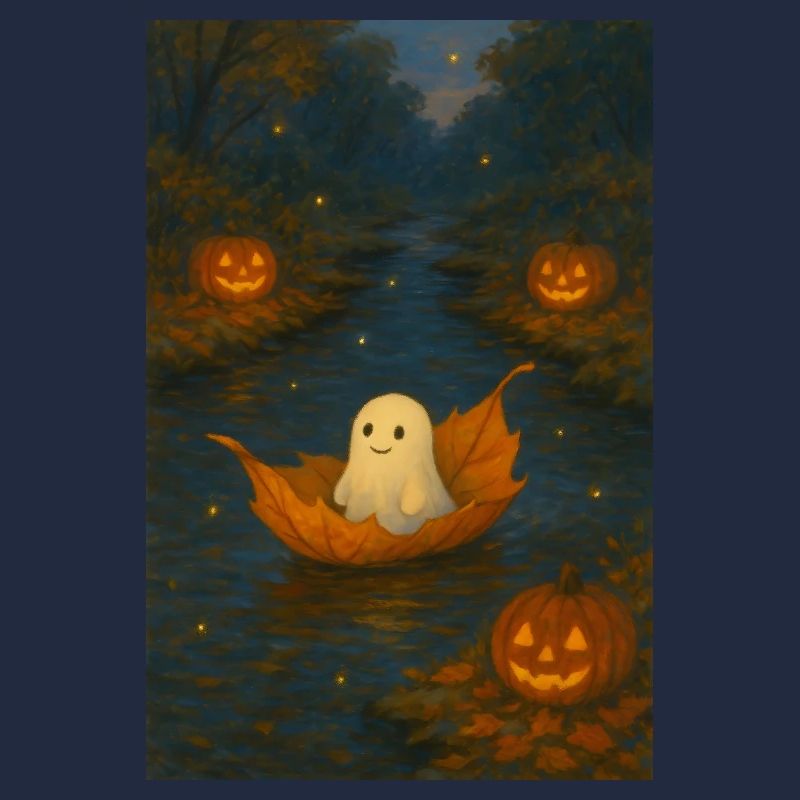 Fantôme mignon dans le feuillage d’automne