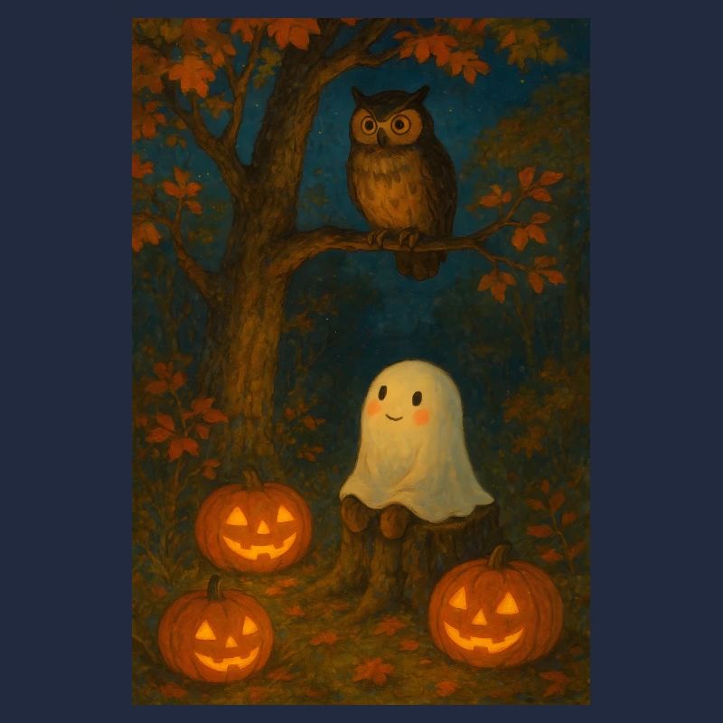 Gespenst und Eule im Herbst