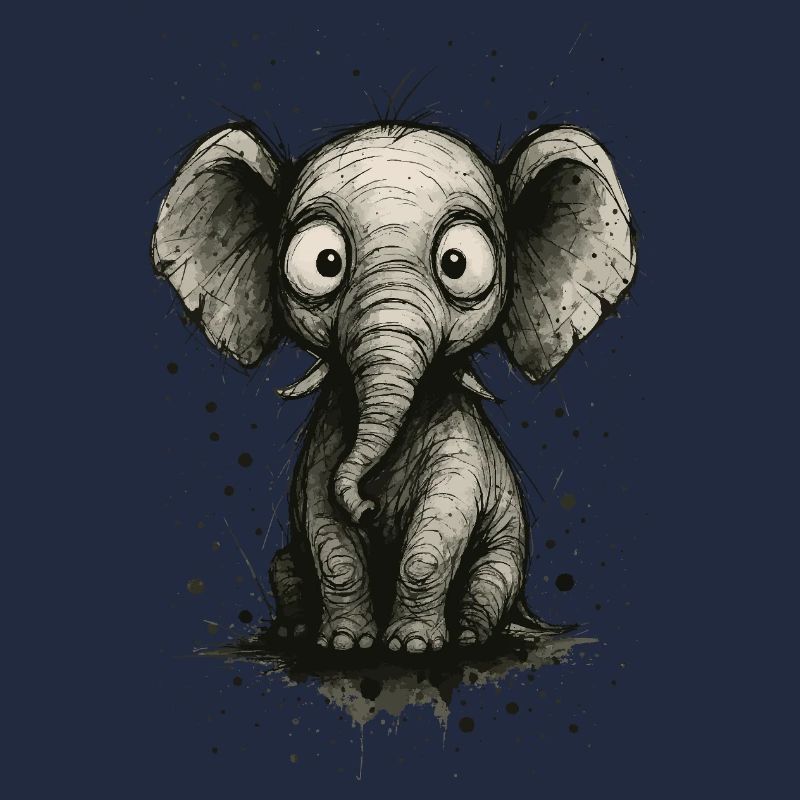 Funny elephant with big ears – comic strip splash