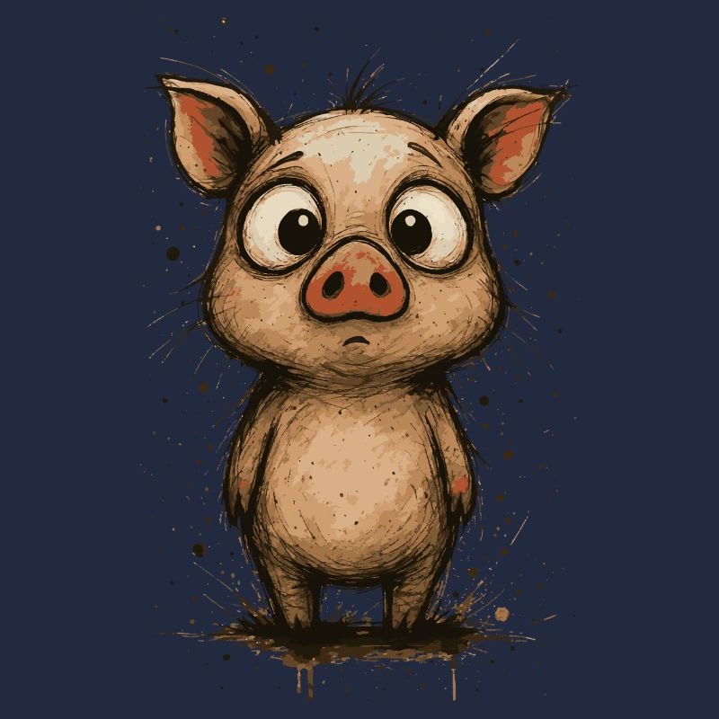 Funny piglet with big eyes – splash