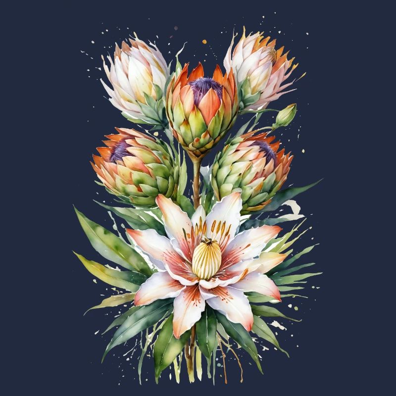 Protea Bloom Aquarell