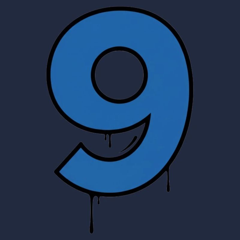 Graffiti Digit Nine Blue Drop
