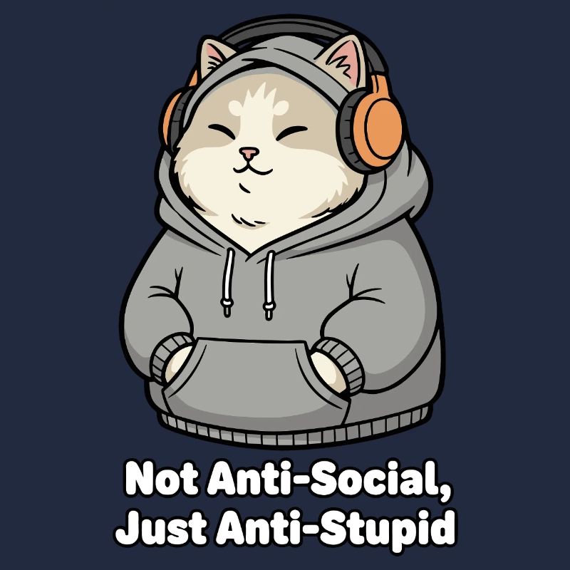 Sweat à capuche chat disant anti-stupide