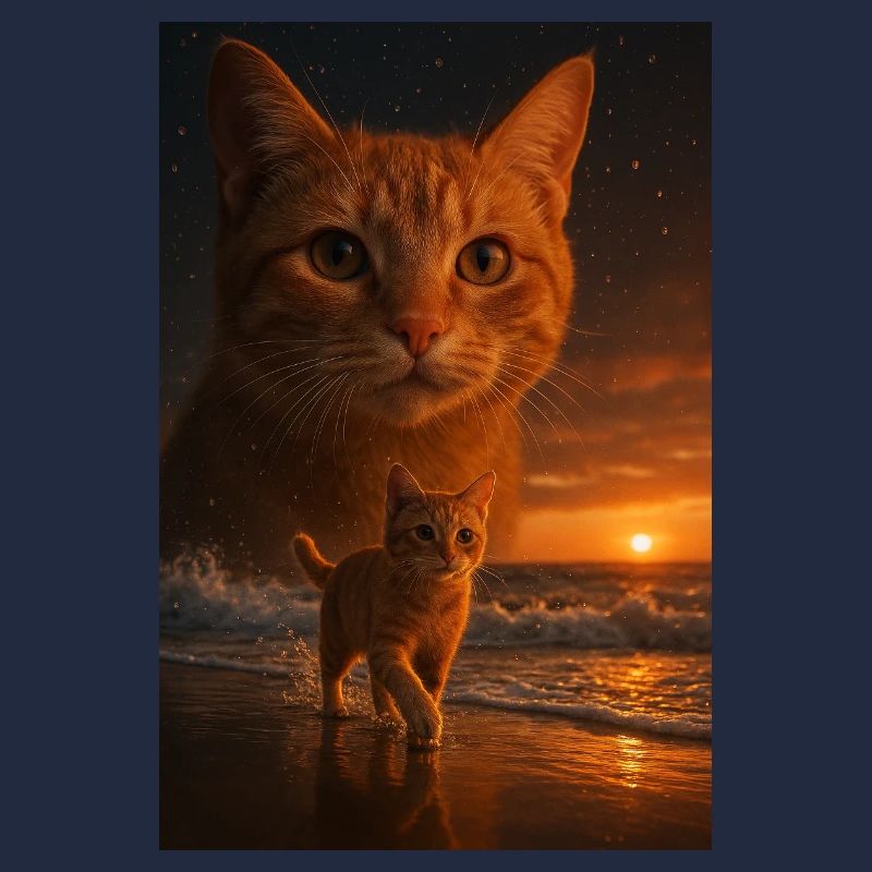 Sunset Cat Double View