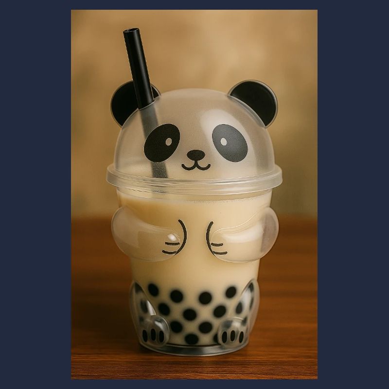 Panda Bubble Tea Cup Graphic