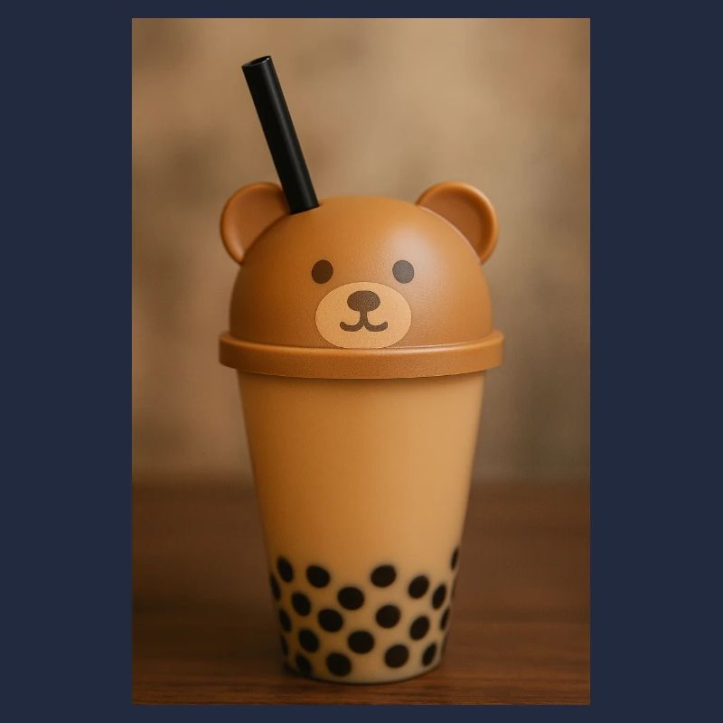 Bear Lid Bubble Tea Cup Design