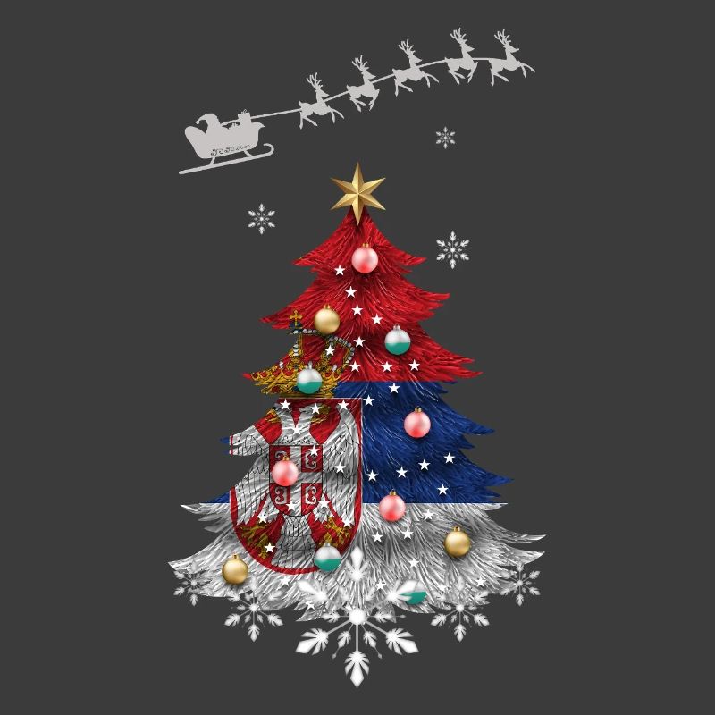 Weihnachtsbaum mit serbischer Flagge