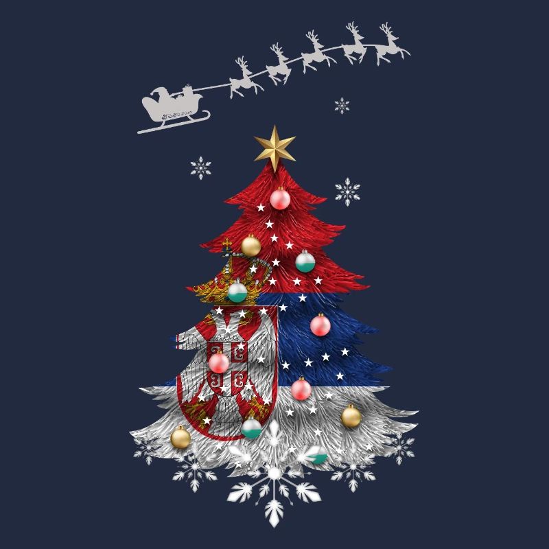 Weihnachtsbaum mit serbischer Flagge