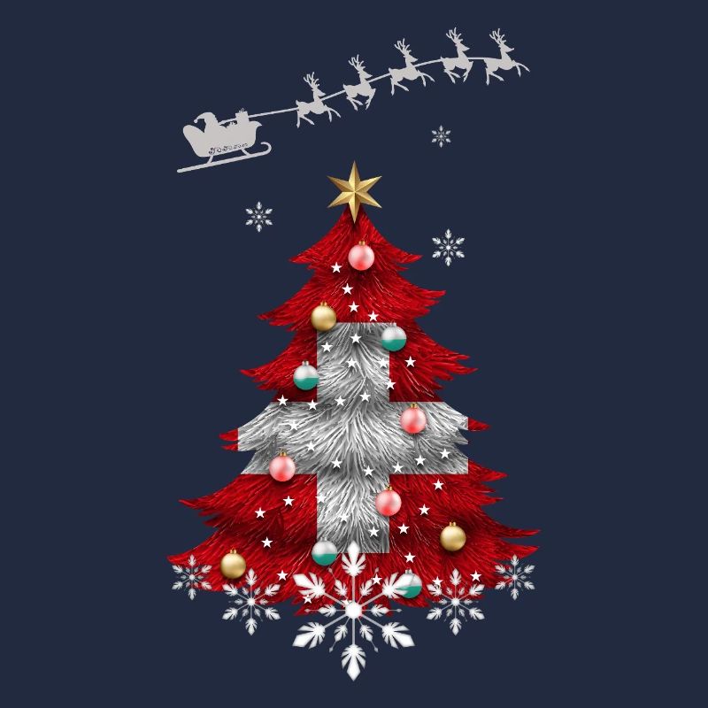 Weihnachtsbaum mit Schweizer Fahne